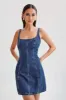 Rue Denim Mini Dress - Dark Blue sold by Meshki