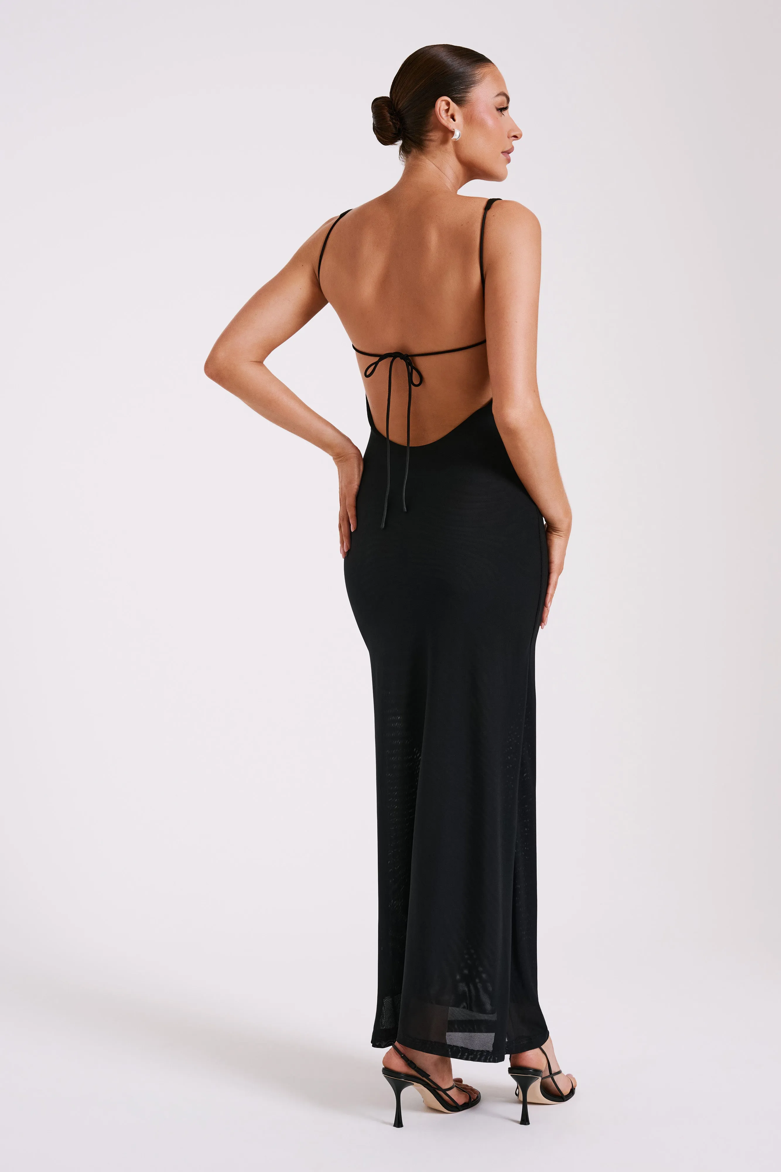 Maya Beaded Mesh Maxi Dress - Black sold by Meshki product image thumbnail 5
