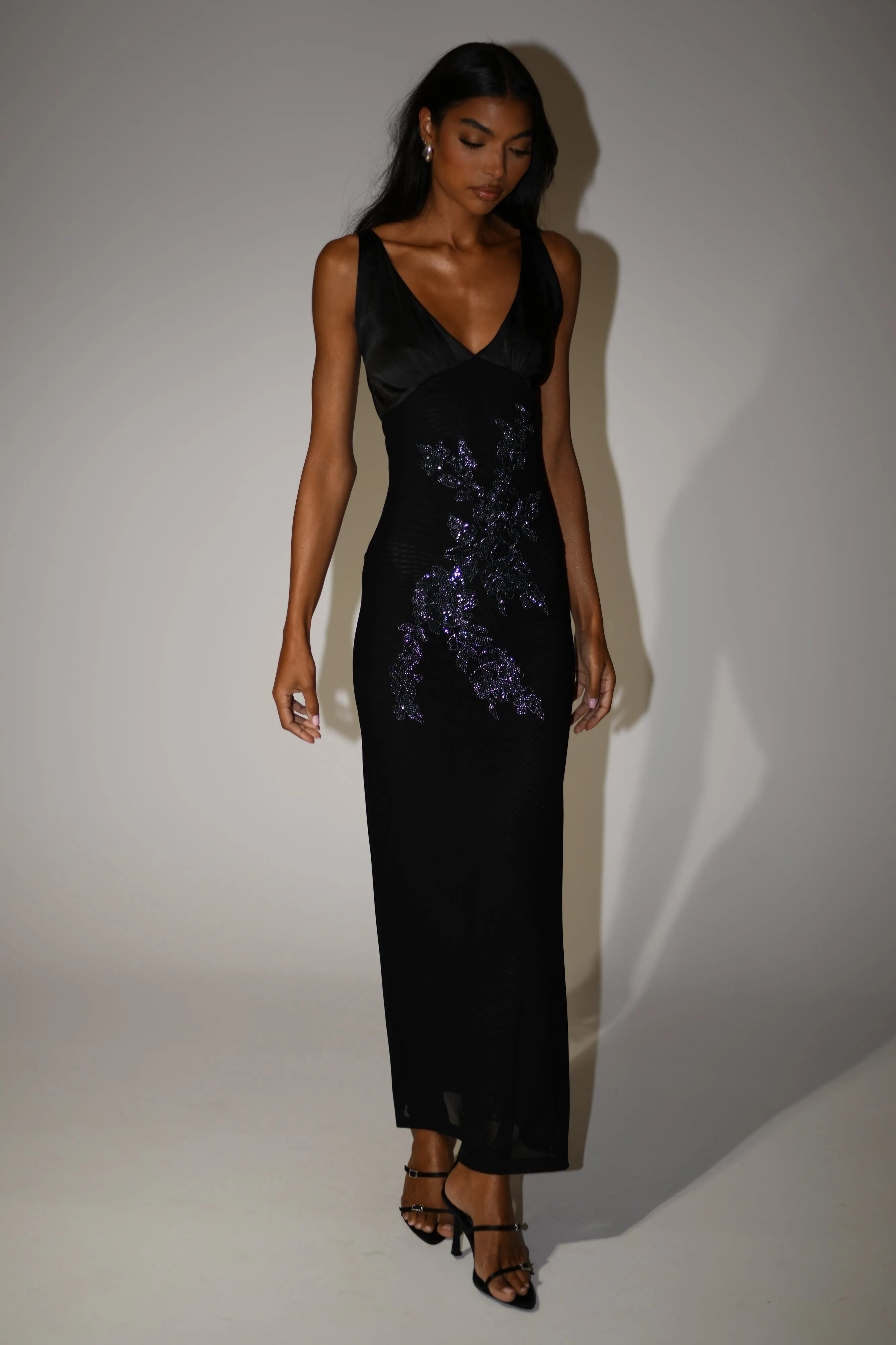 Maya Beaded Mesh Maxi Dress - Black sold by Meshki product image thumbnail 4