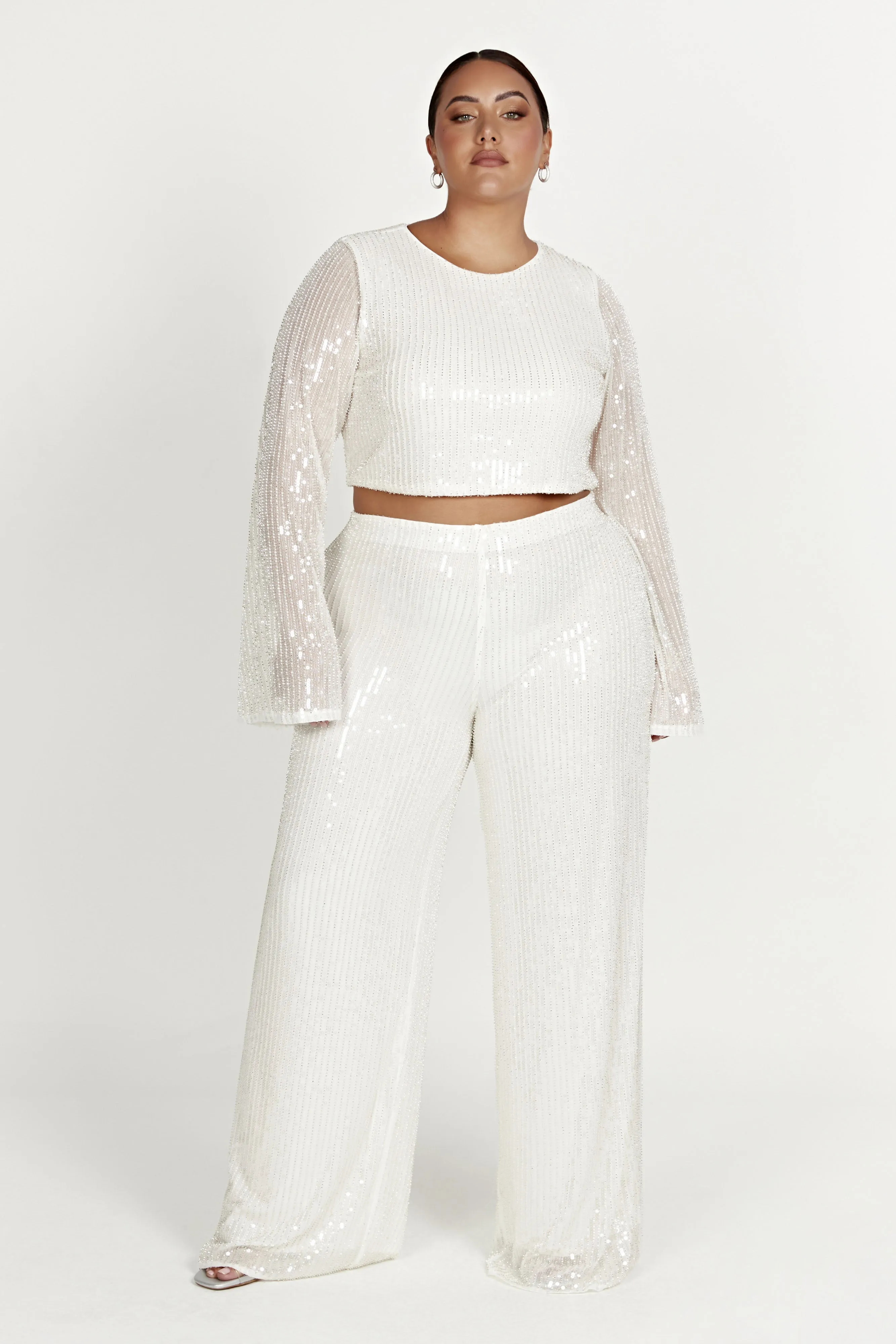 Diaz Sequin Pants - White sold by Meshki product image thumbnail 5