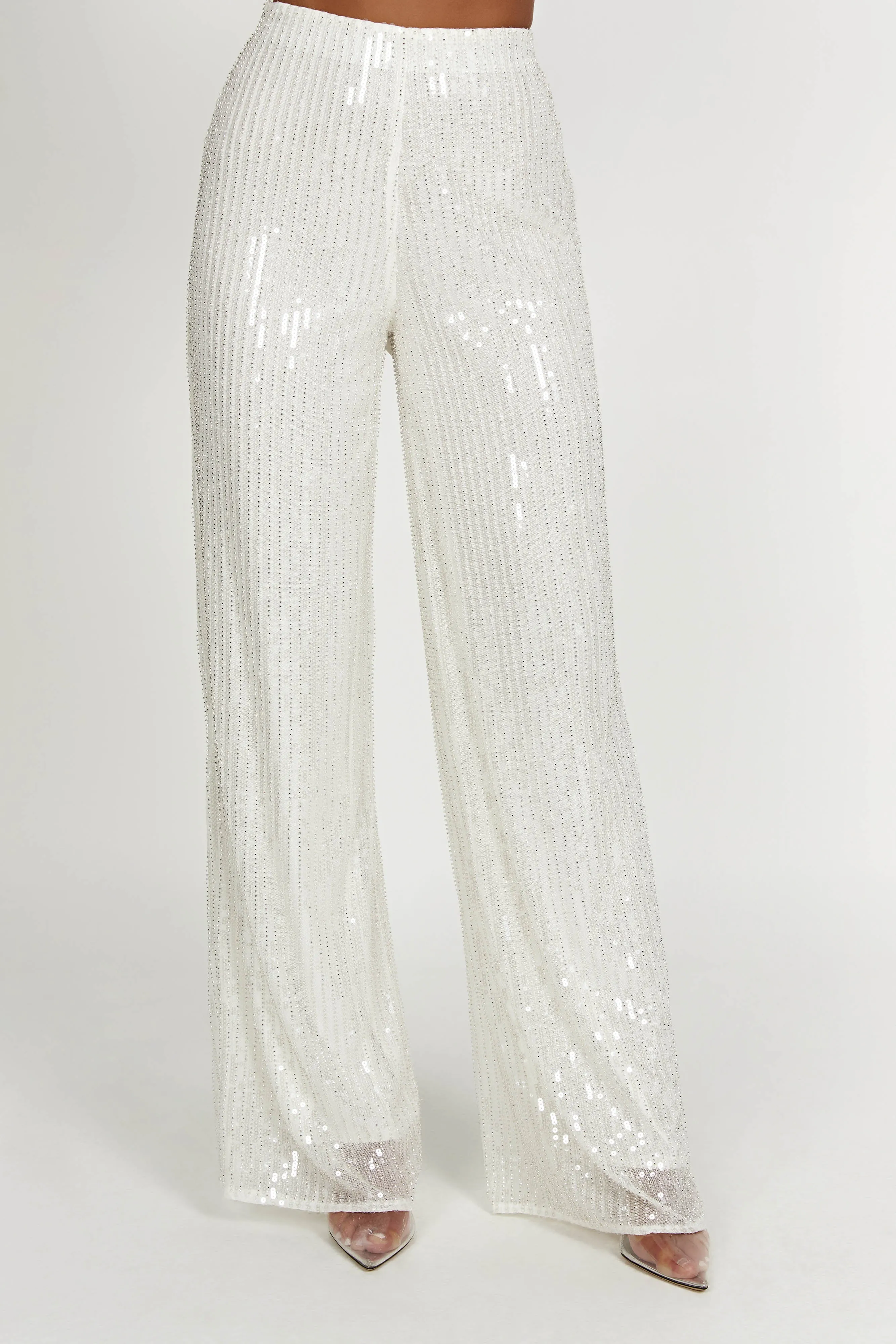 Diaz Sequin Pants - White sold by Meshki product image thumbnail 2
