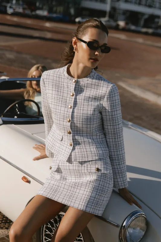 Priscilla Tweed Jacket - White sold by Meshki