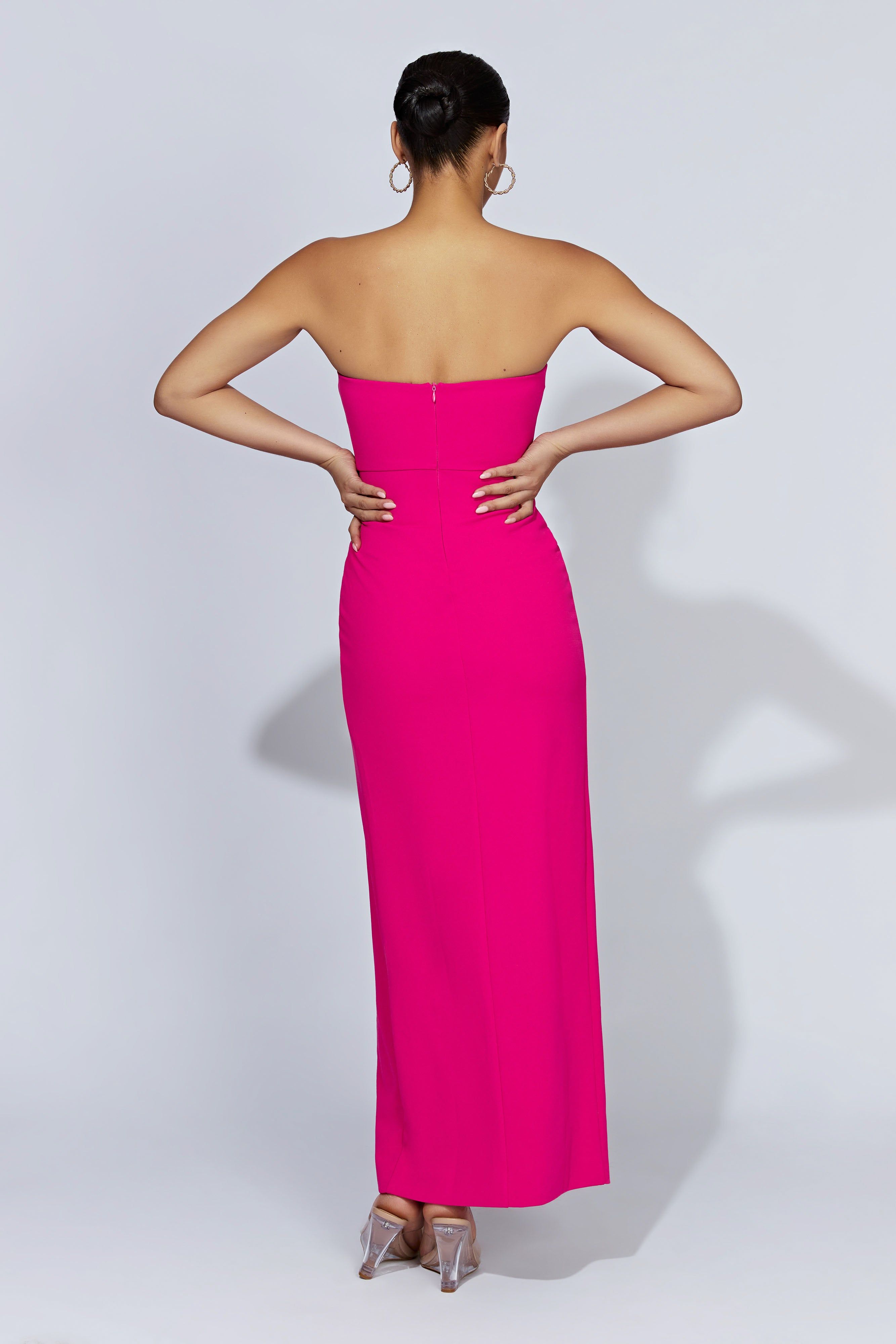Rachel Maxi Split Front Dress - Fuchsia sold by Meshki product image thumbnail 2