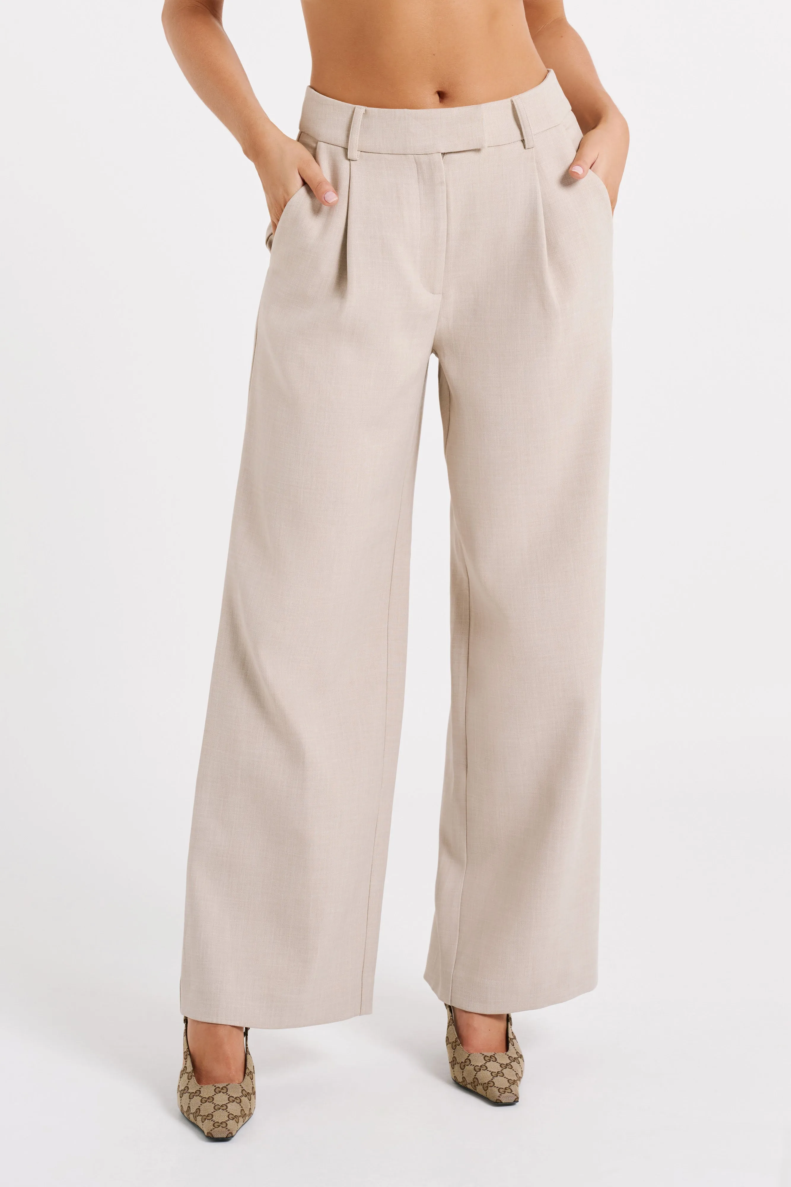 Natalie Textured Wide Leg Pant - Natural sold by Meshki product image thumbnail 4