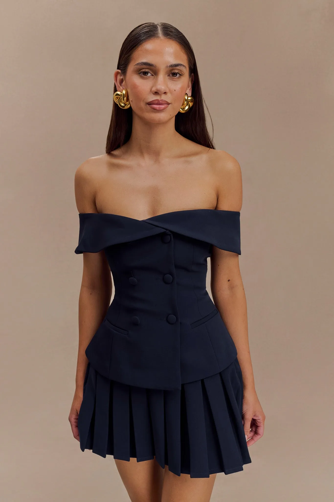 Mura Pleated Mini Skirt - Navy sold by Meshki product image thumbnail 5