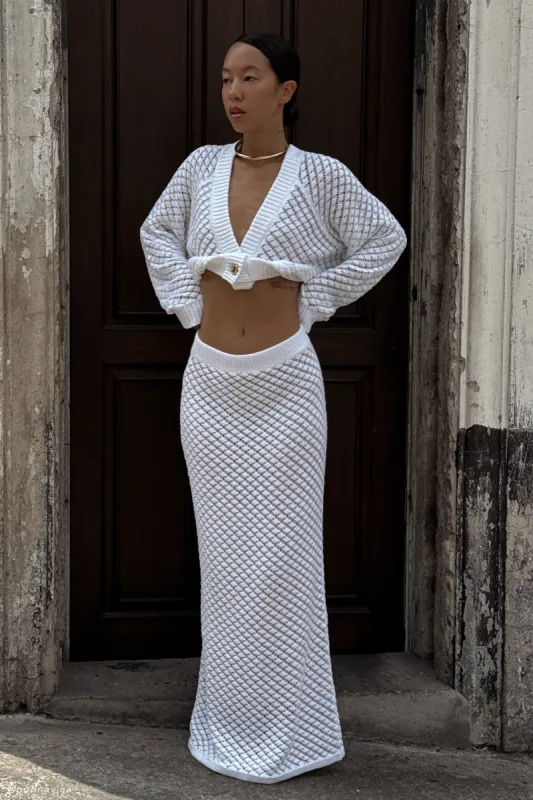 Guiliana Knit Maxi Skirt - Ivory sold by Meshki