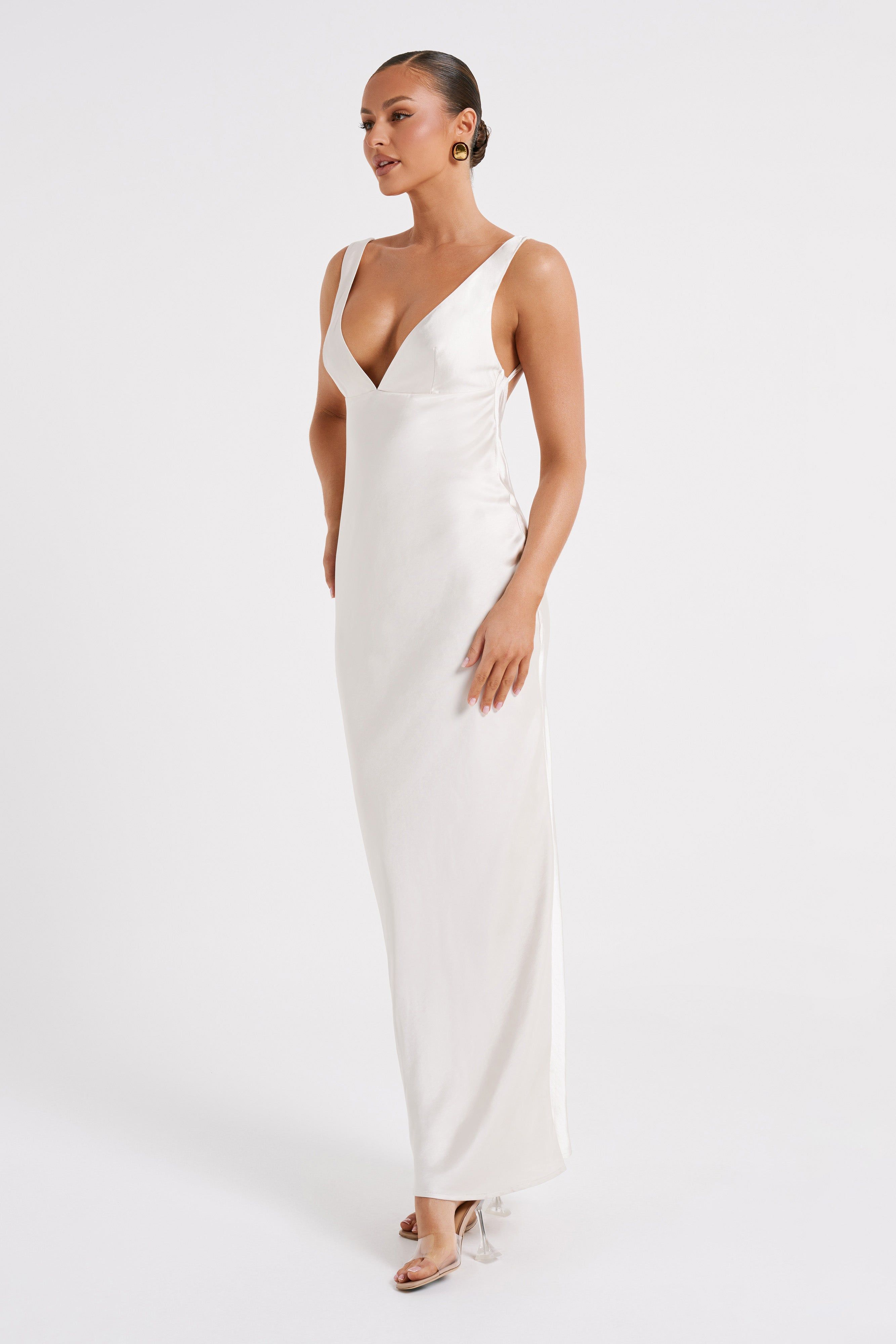 Indy Open Back Maxi Dress - White sold by Meshki product image thumbnail 3