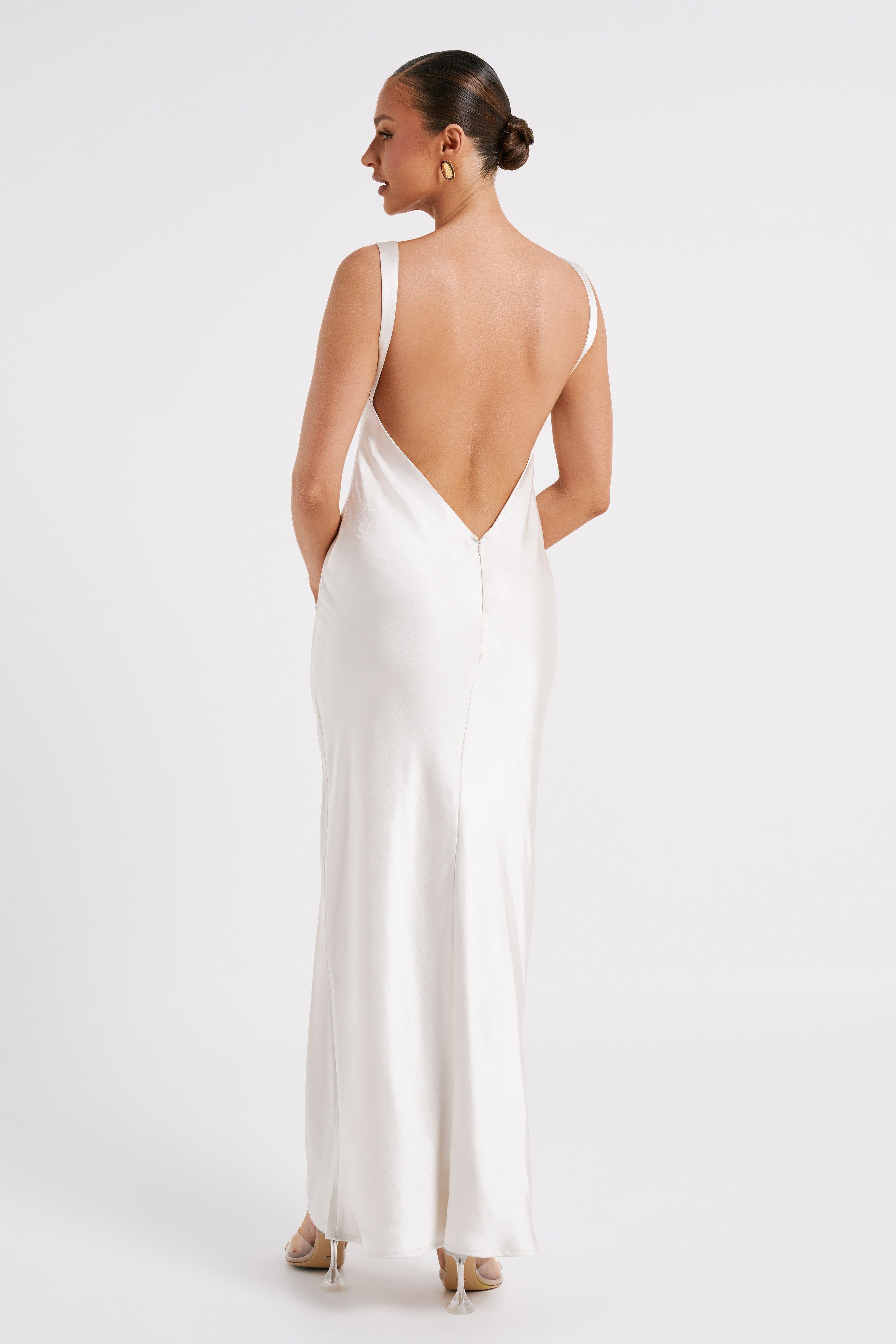 Indy Open Back Maxi Dress - White sold by Meshki