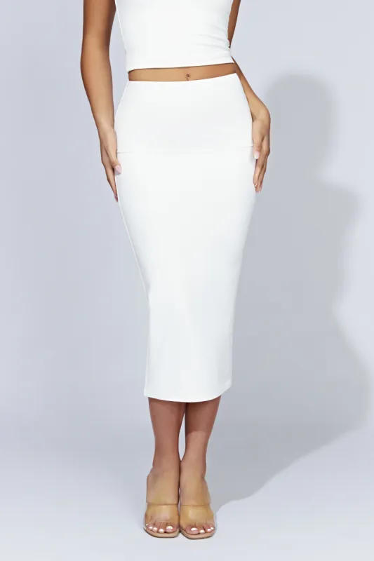 Charley Midi Skirt - White sold by Meshki