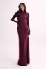 Elani Slinky High Neck Maxi Dress - Burgundy sold by Meshki