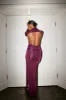 Elani Slinky High Neck Maxi Dress - Burgundy sold by Meshki