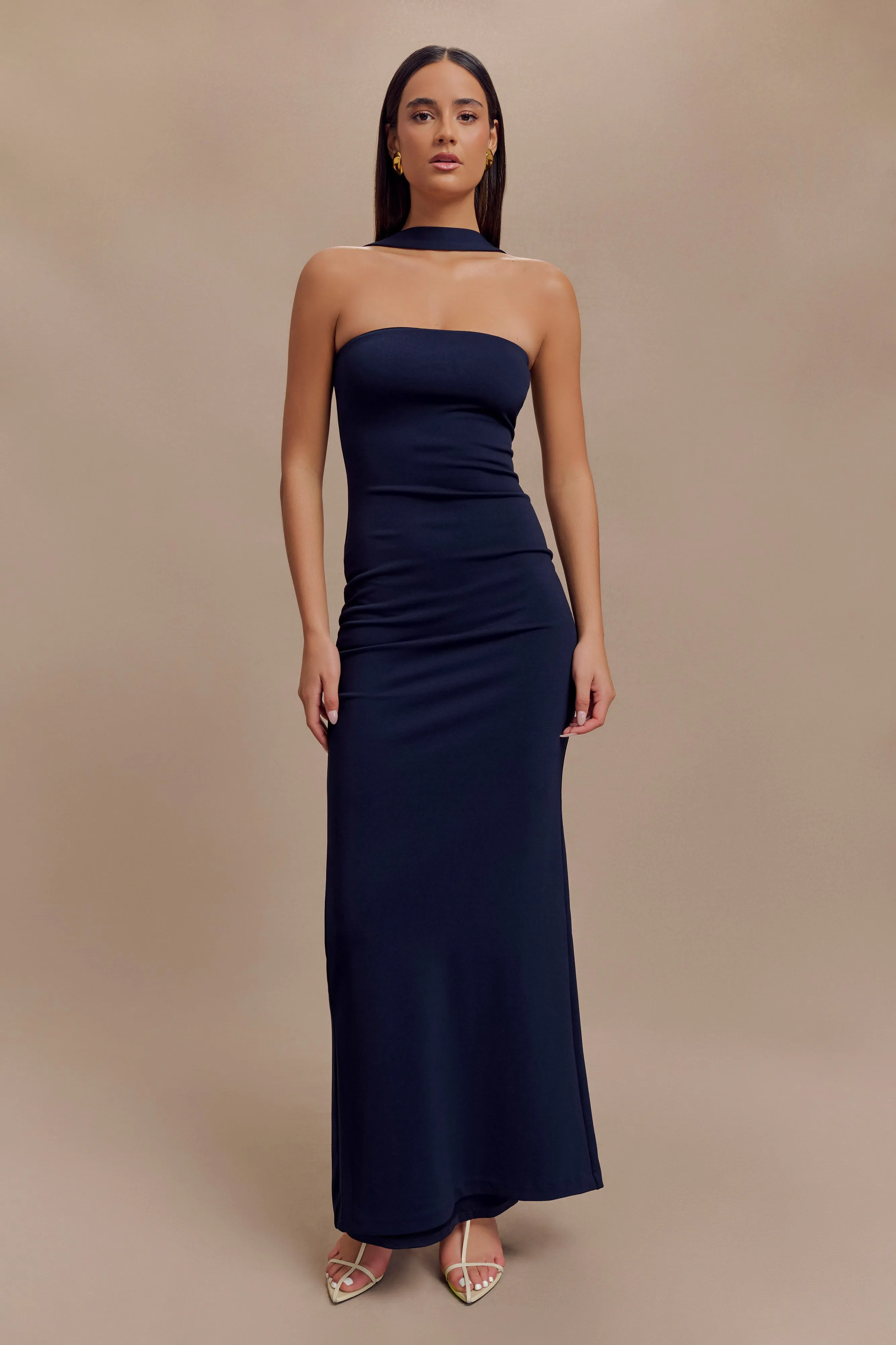 Velma Halter Collar Maxi Dress - Dark Navy sold by Meshki product image thumbnail 4