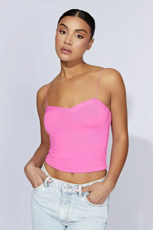 Kaitlyn Sweetheart Thin Strap Top - Bubblegum Pink sold by Meshki
