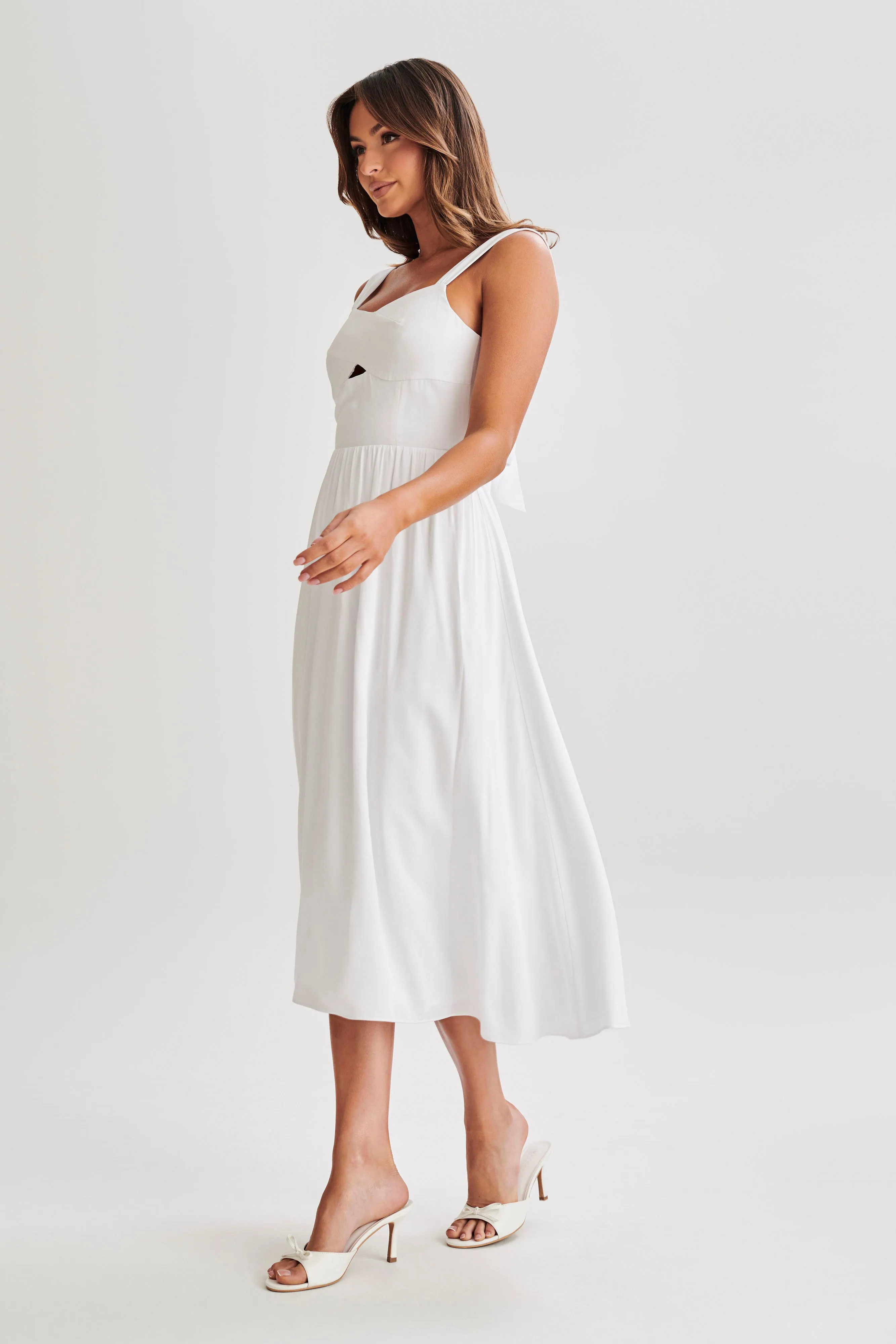 Thandi Midi Dress With Back Tie - White sold by Meshki product image thumbnail 4