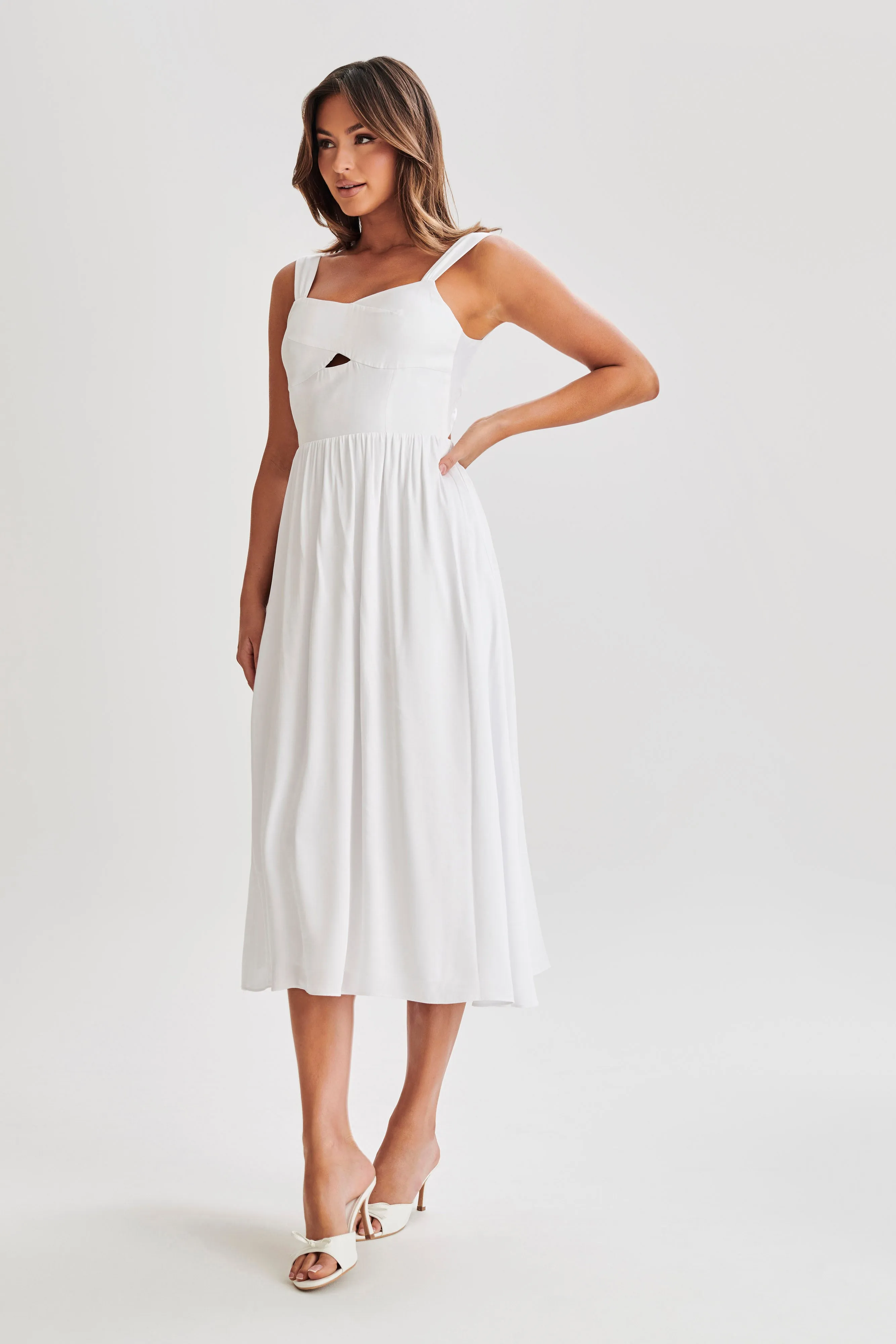 Thandi Midi Dress With Back Tie - White sold by Meshki product image thumbnail 5