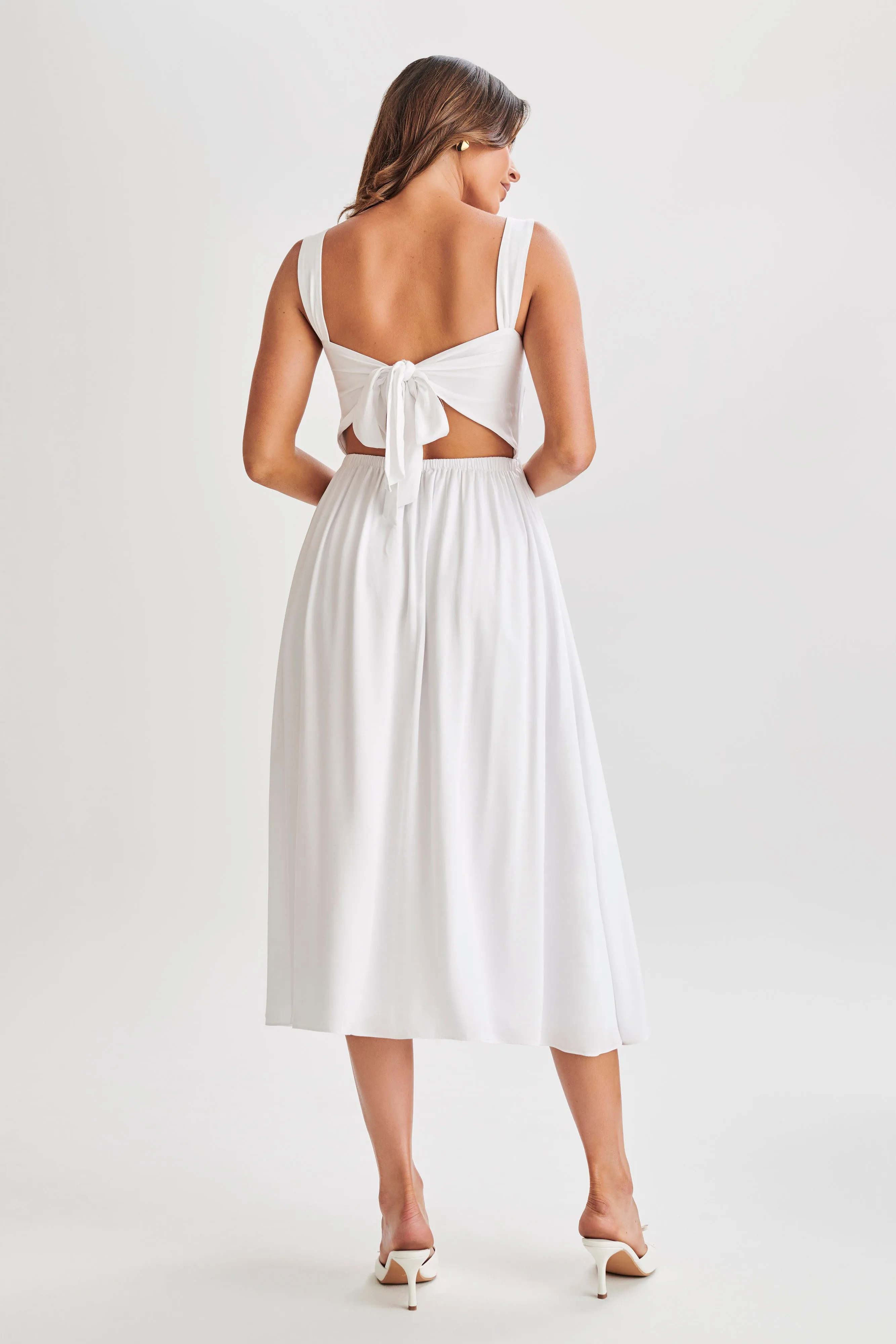 Thandi Midi Dress With Back Tie - White sold by Meshki product image thumbnail 3