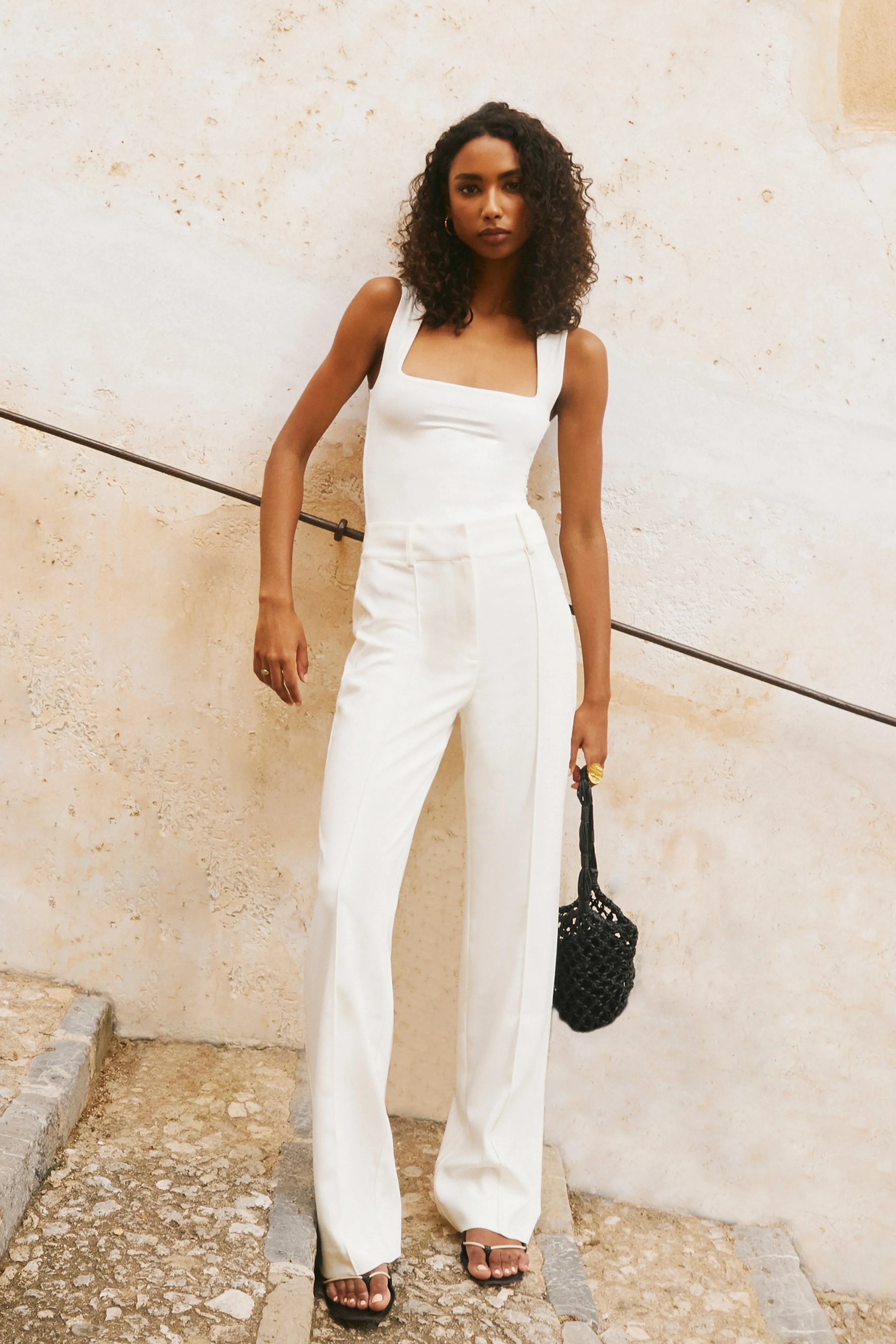 Lisa High Waist Suiting Trousers - Ivory sold by Meshki product image thumbnail 3