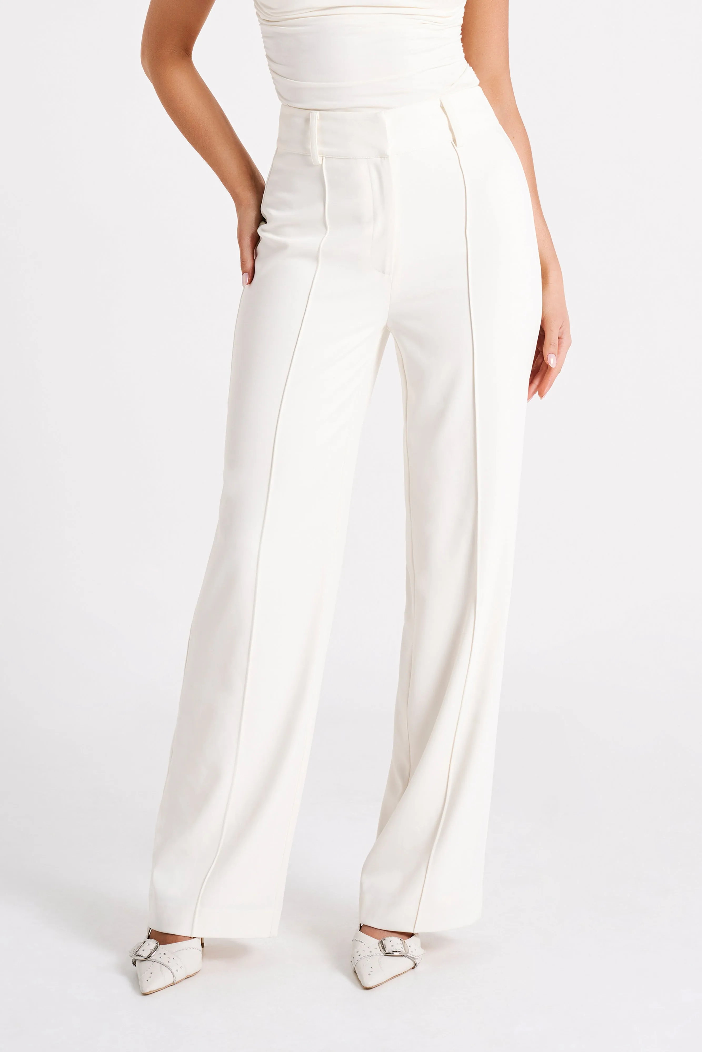 Lisa High Waist Suiting Trousers - Ivory sold by Meshki