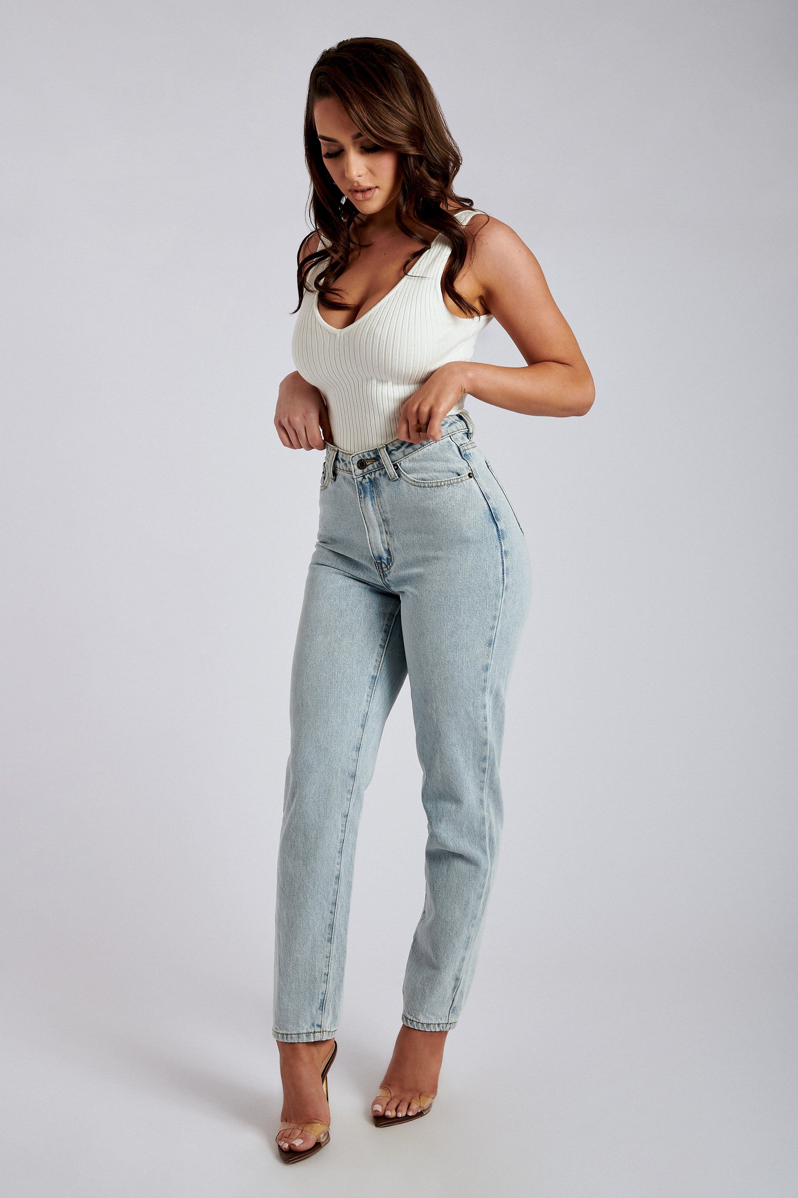 Millicent Plain Rigid Mom Jeans - Light Blue sold by Meshki product image thumbnail 7