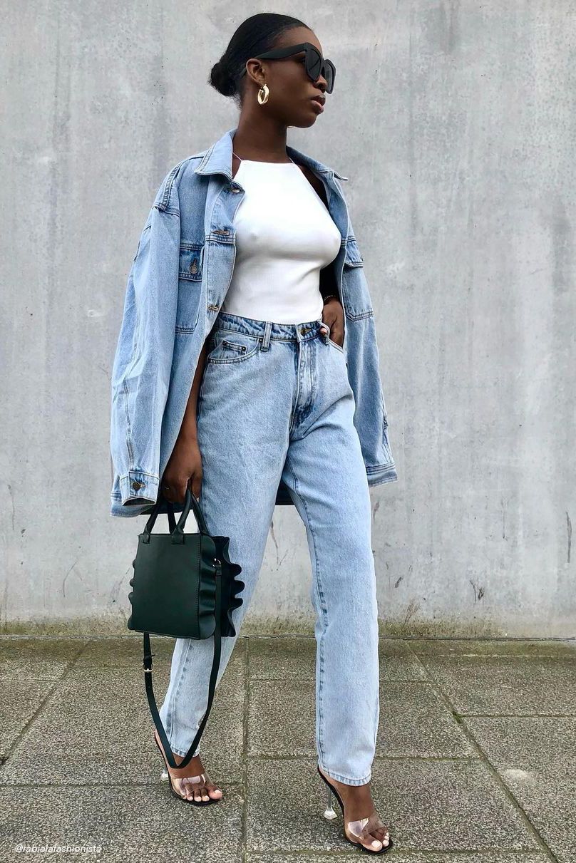 Millicent Plain Rigid Mom Jeans - Light Blue sold by Meshki