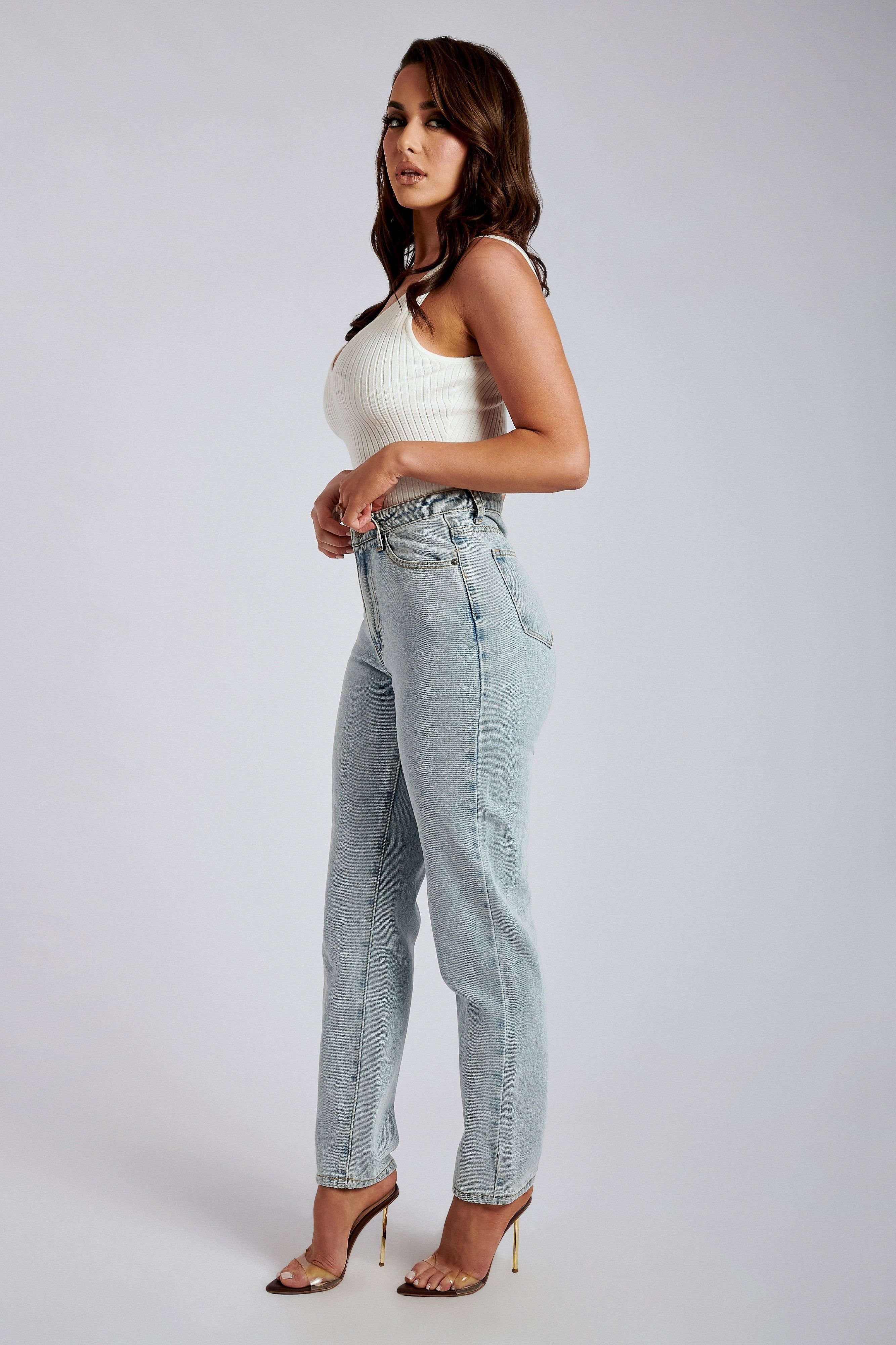 Millicent Plain Rigid Mom Jeans - Light Blue sold by Meshki product image thumbnail 8