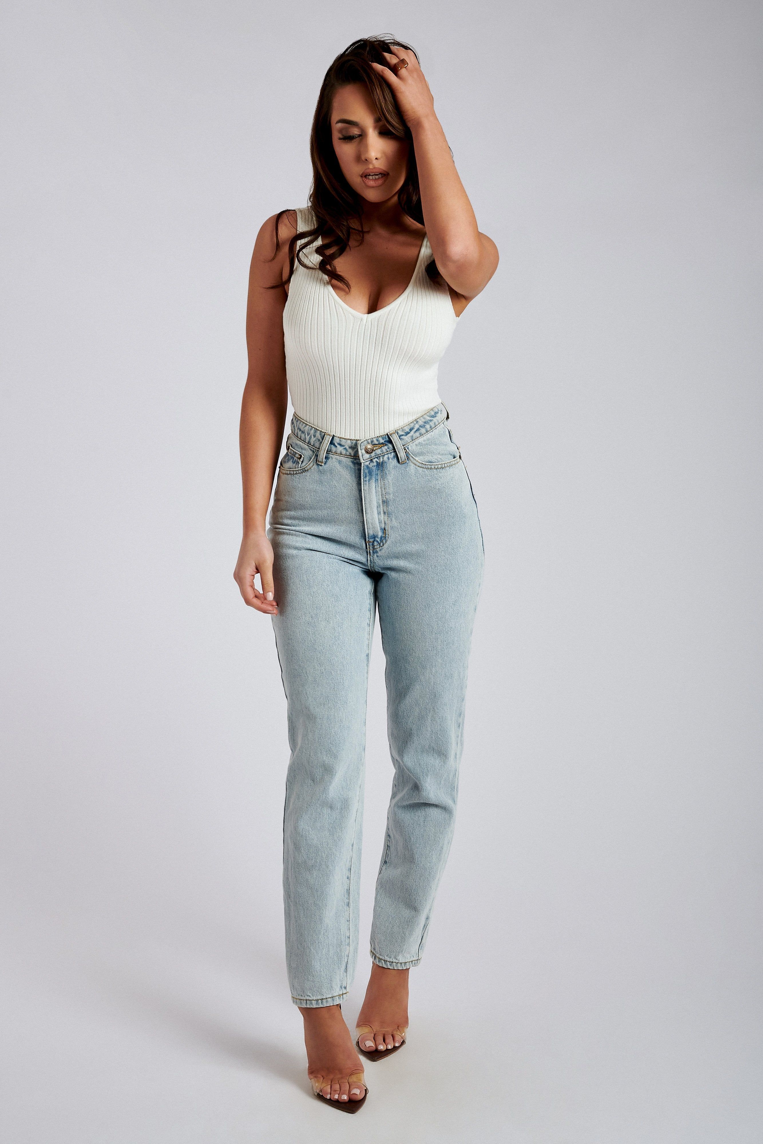 Millicent Plain Rigid Mom Jeans - Light Blue sold by Meshki product image thumbnail 5