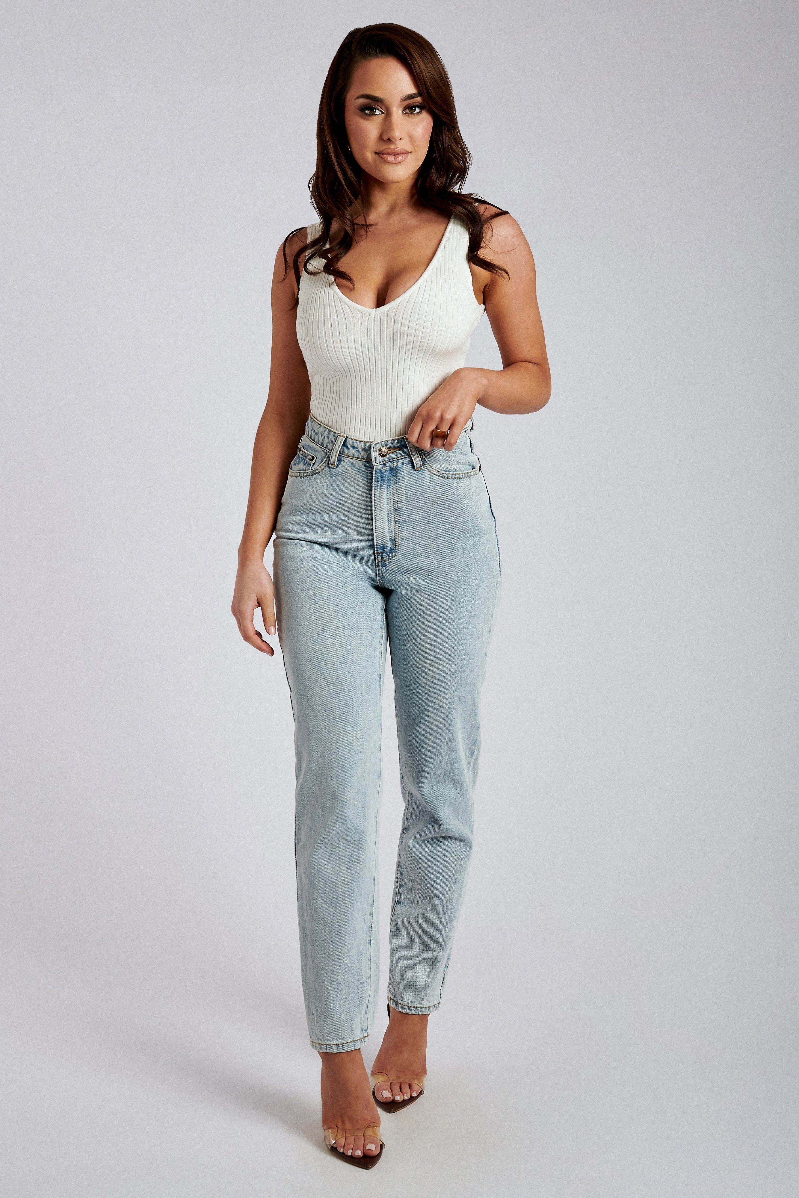 Millicent Plain Rigid Mom Jeans - Light Blue sold by Meshki product image thumbnail 2