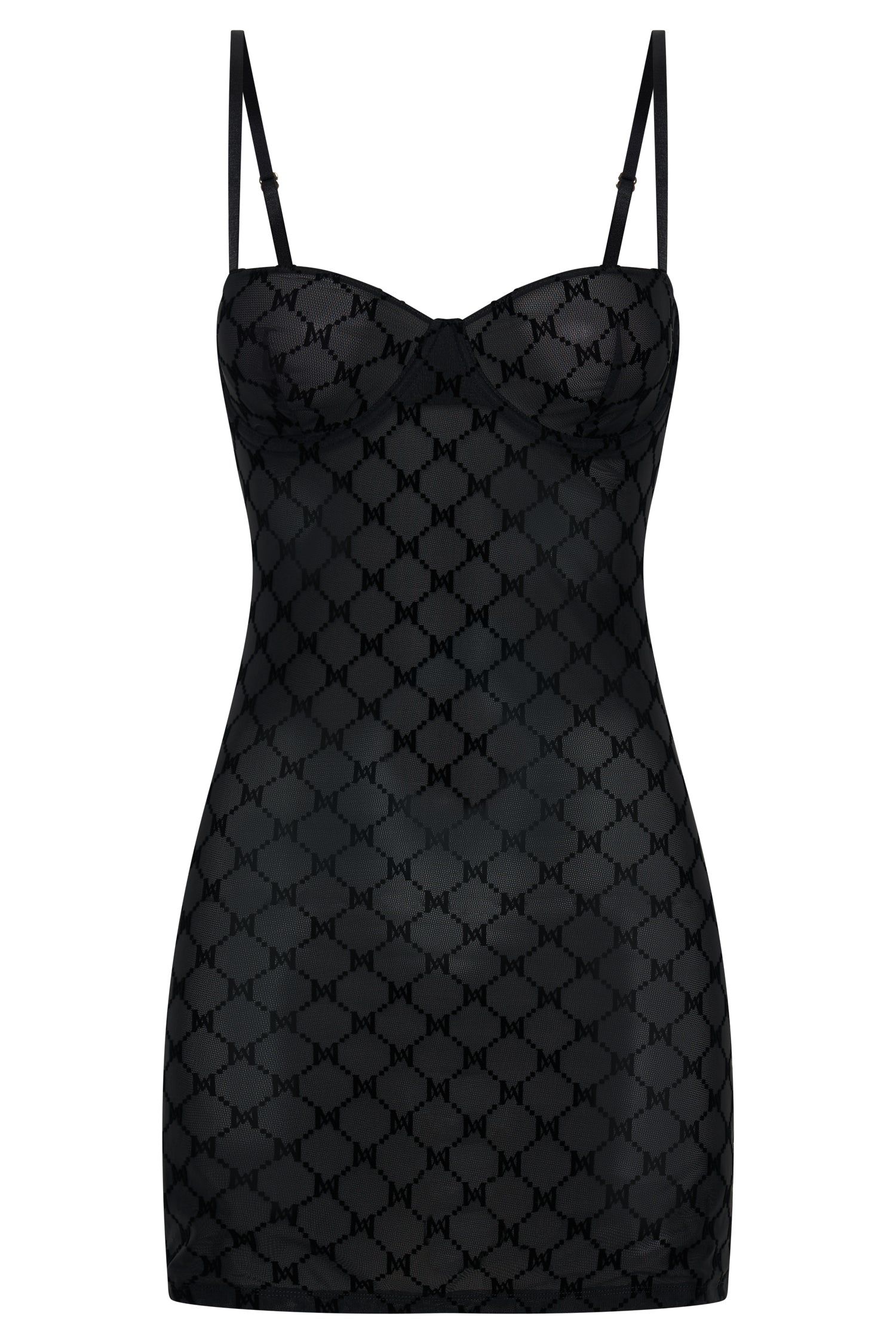 Cherie Mesh Monogram Mini Dress - Black sold by Meshki product image thumbnail 8