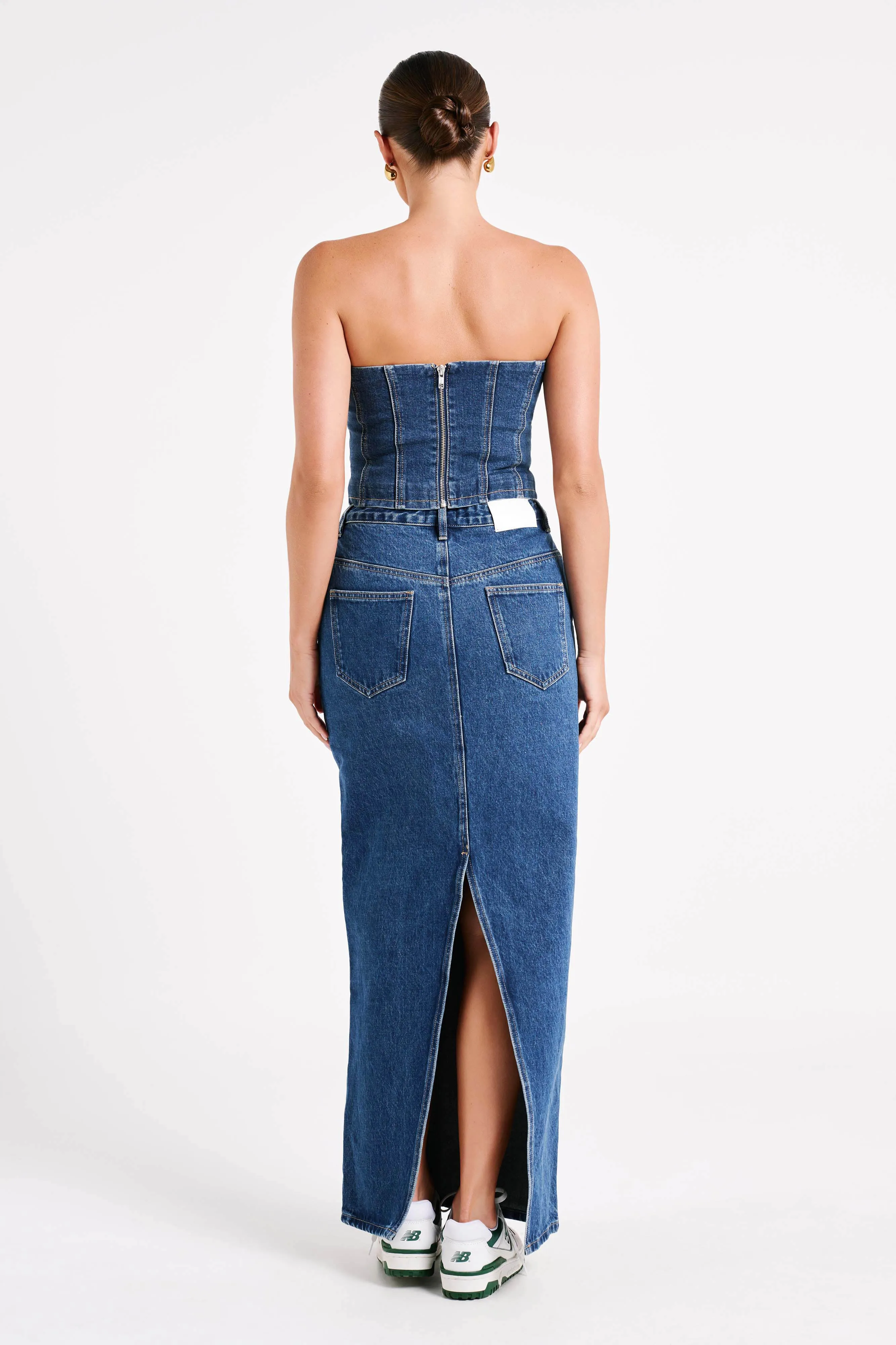 Jordana Denim Tube Top - Dark Blue sold by Meshki product image thumbnail 5