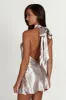 Cartia Bow Halter Micro Mini Dress - Bronze sold by Meshki