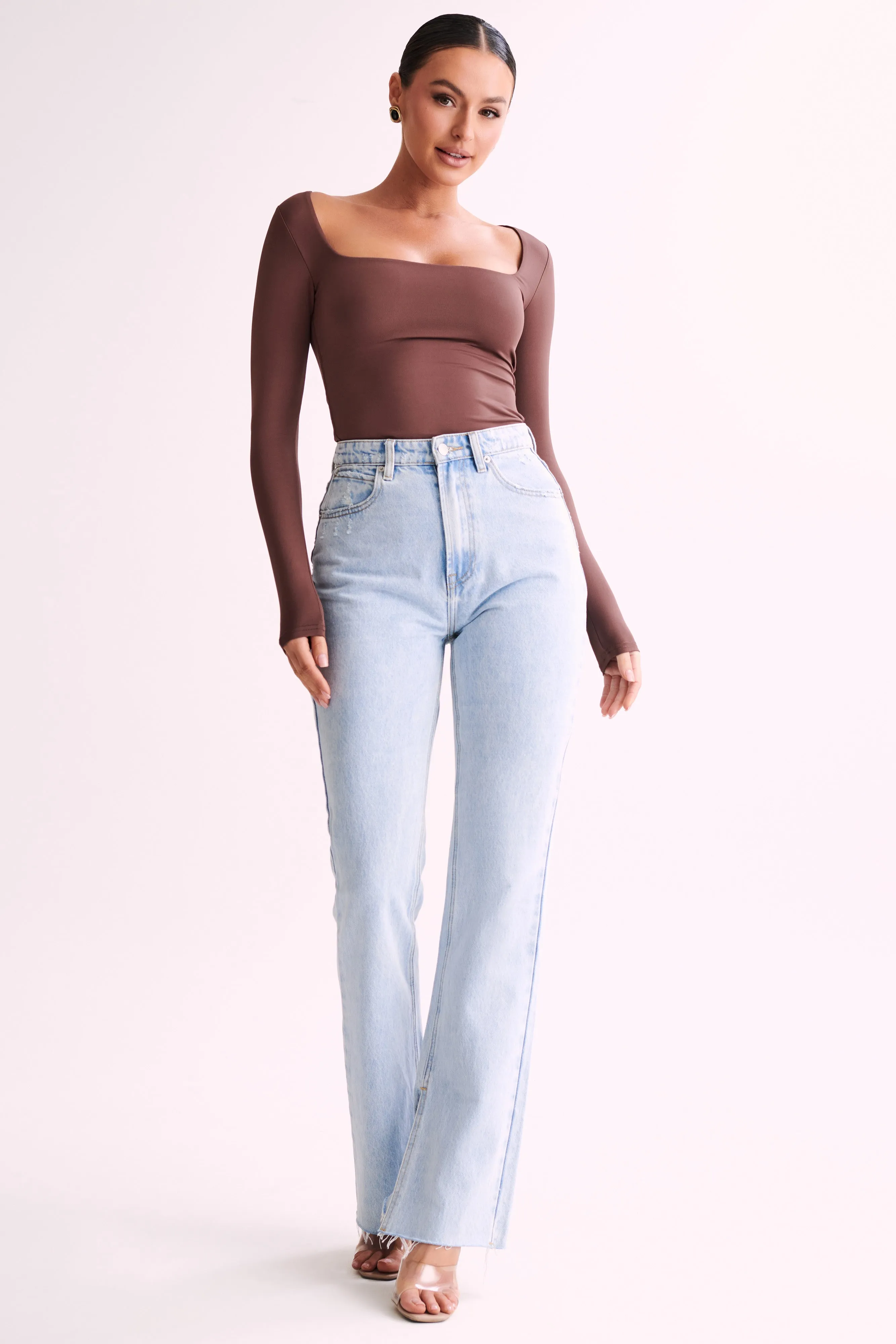 Bridget Recycled Nylon Long Sleeve Top - Mocha sold by Meshki product image thumbnail 5