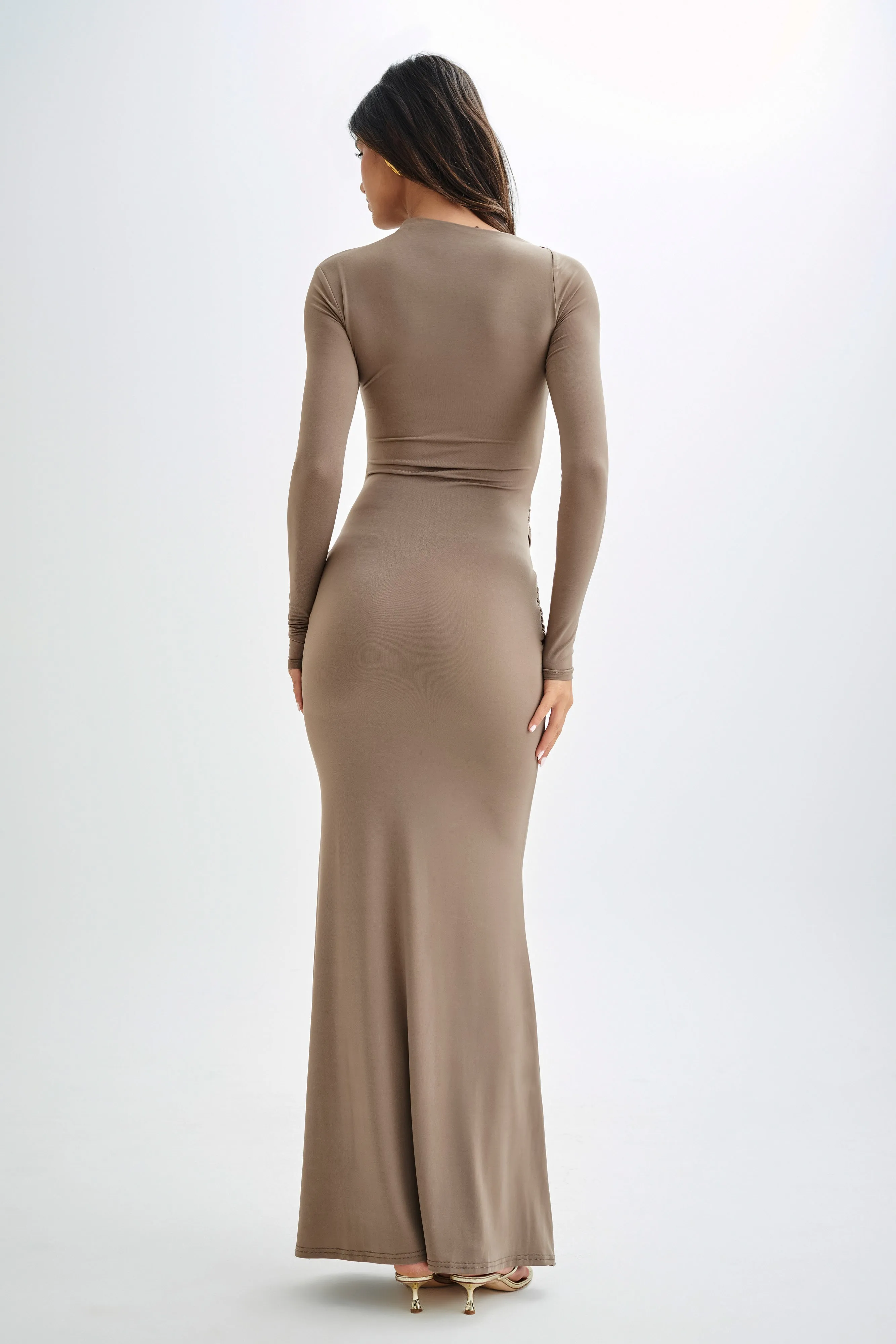 Halcyon Long Sleeve Slinky Maxi Dress - Coco sold by Meshki product image thumbnail 3
