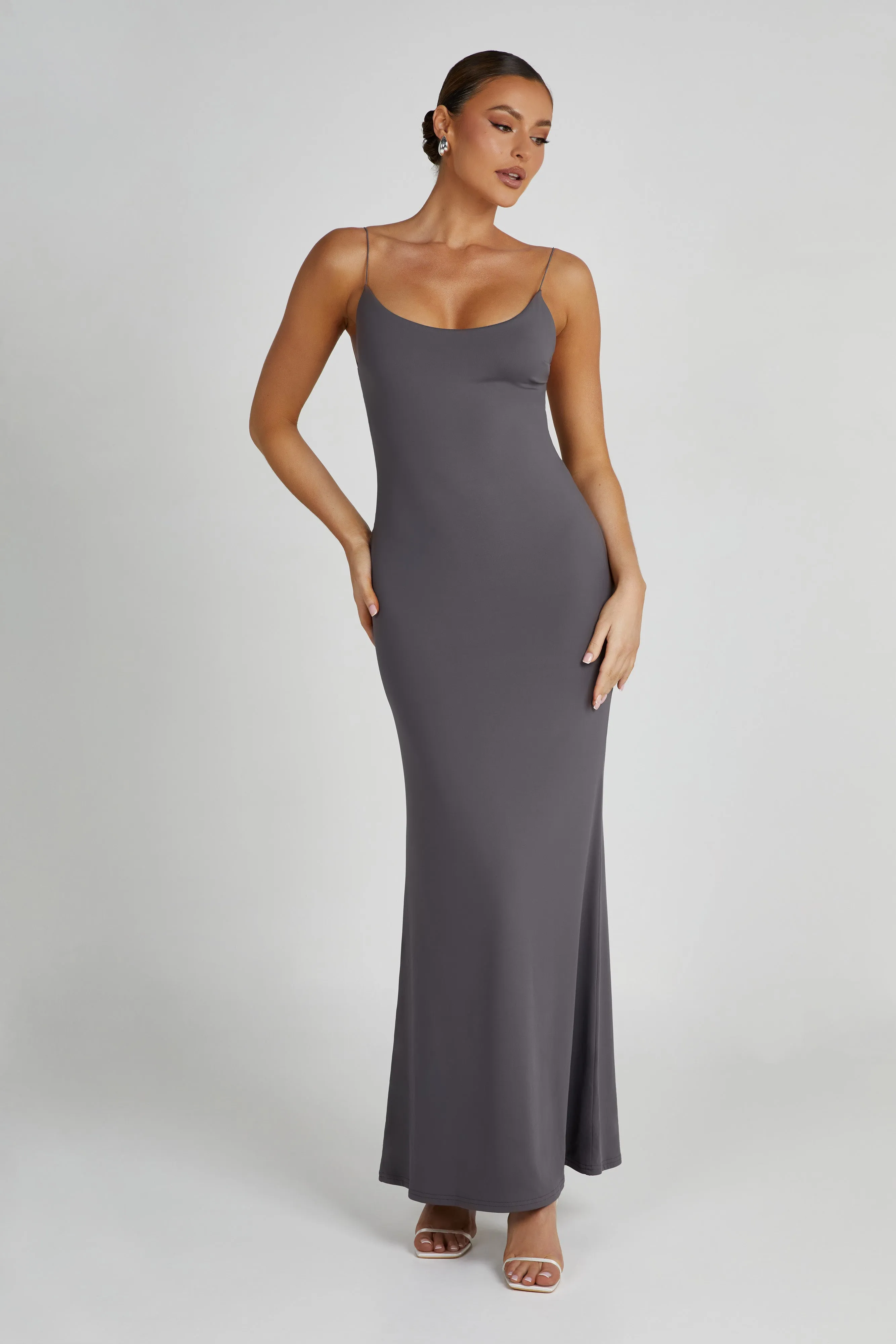 Nikkita Recycled Nylon Strappy Maxi Dress - Charcoal sold by Meshki product image thumbnail 2