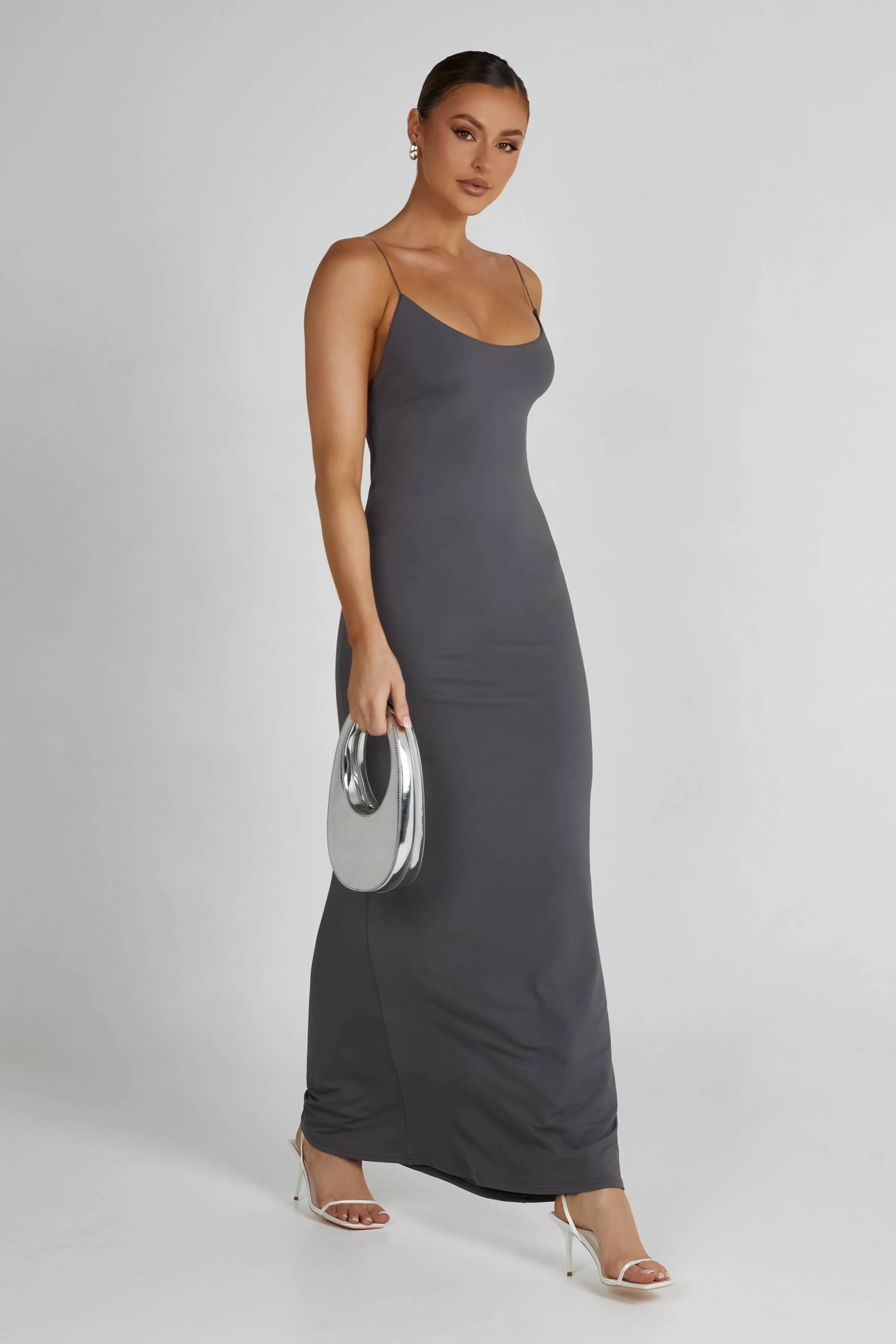 Nikkita Recycled Nylon Strappy Maxi Dress - Charcoal sold by Meshki product image thumbnail 4