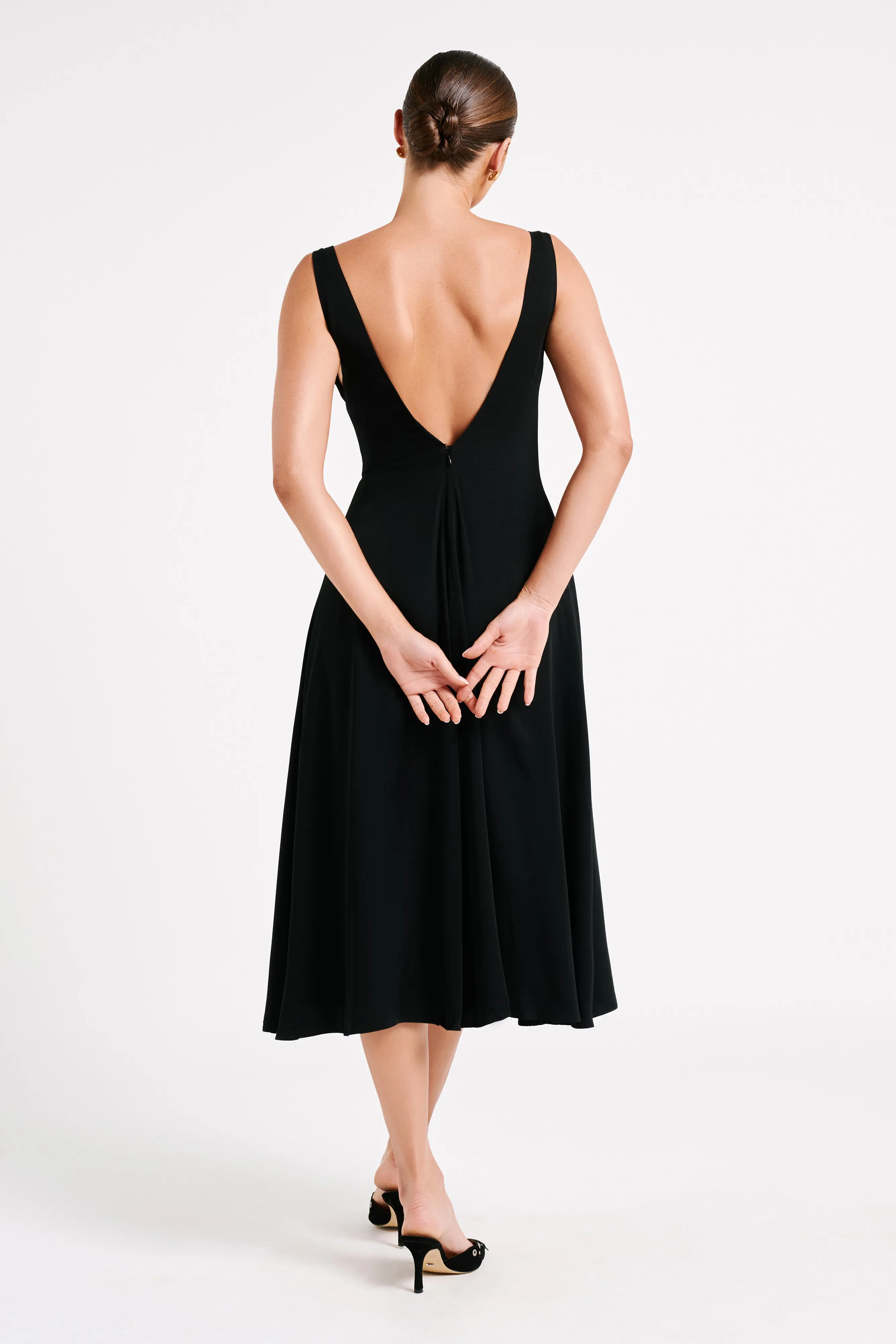 Soledad Gathered Midi Dress - Black sold by Meshki product image thumbnail 3