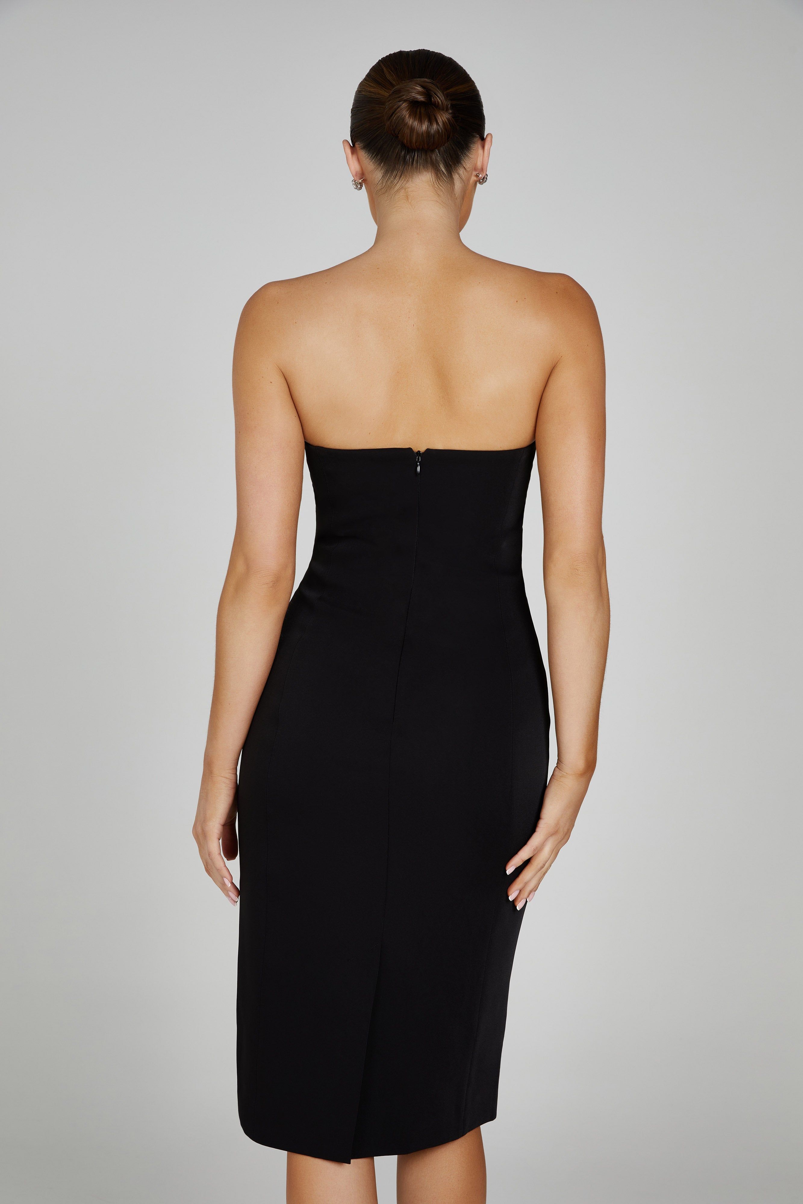 Marianne Strapless Crepe Midi Dress - Black sold by Meshki product image thumbnail 5