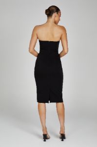 Marianne Strapless Crepe Midi Dress - Black sold by Meshki