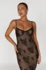 Venice Embroidered Mesh Midi Dress - Black sold by Meshki