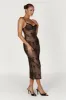 Venice Embroidered Mesh Midi Dress - Black sold by Meshki