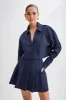Julianna Cotton Button Up Shirt - Navy sold by Meshki