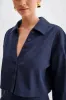 Julianna Cotton Button Up Shirt - Navy sold by Meshki