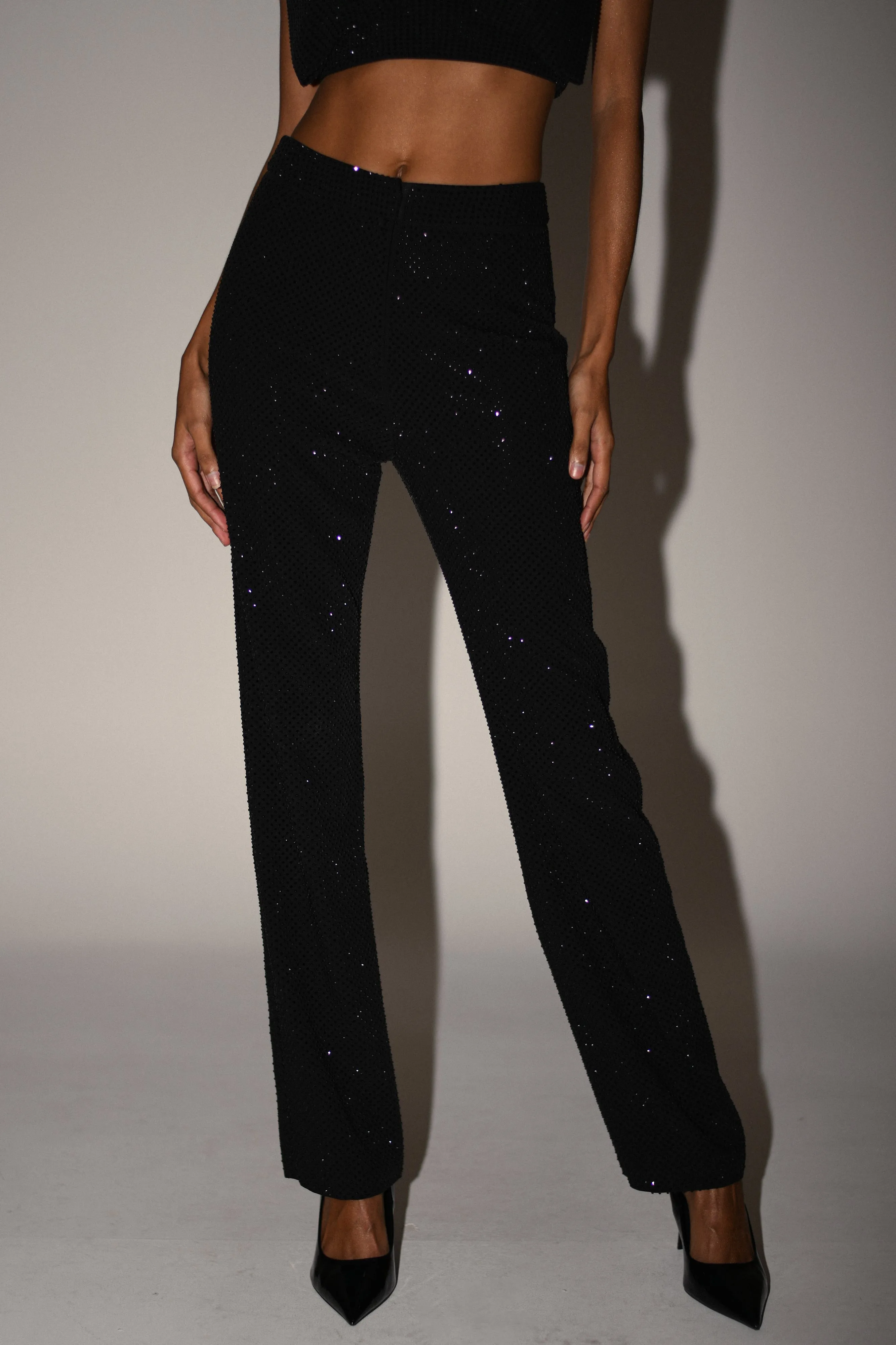 Kaycee Straight Leg Diamante Pants - Black sold by Meshki product image thumbnail 2