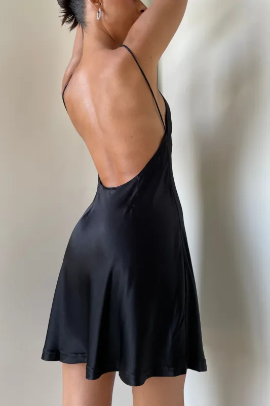 Porter Mini Slip Dress - Black made by Meshki