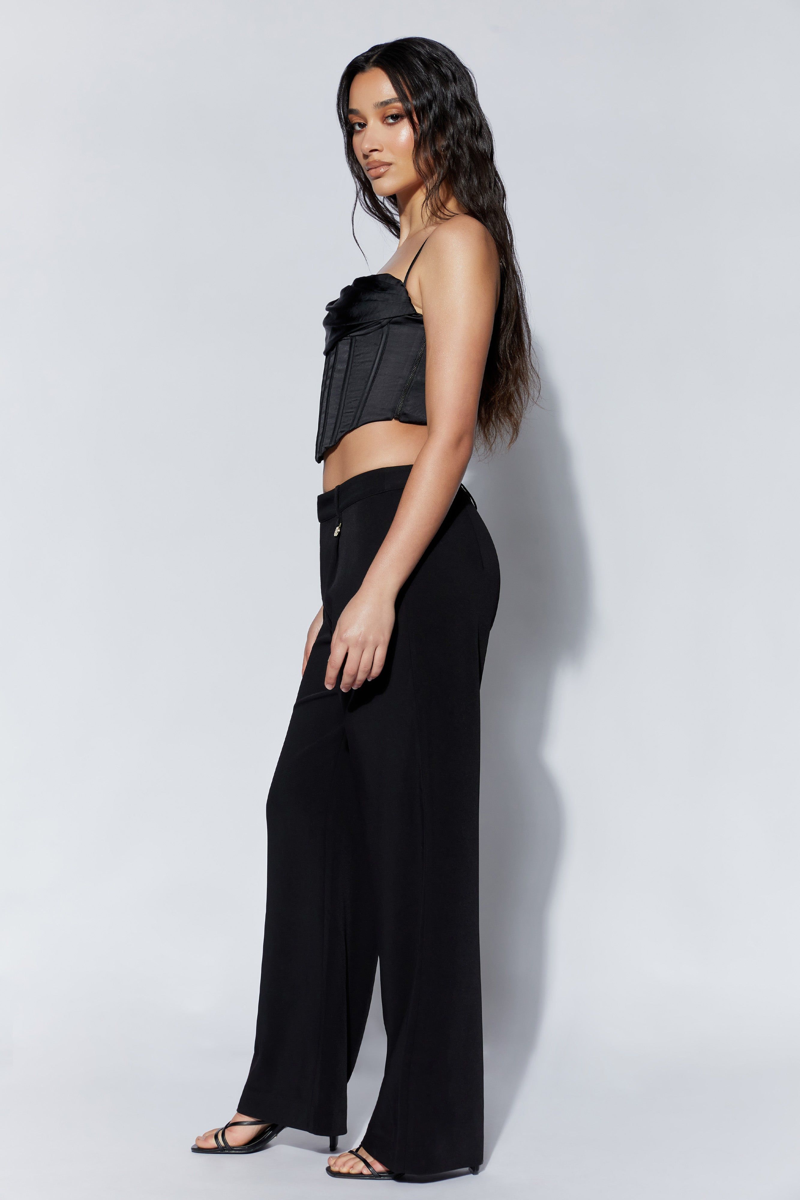 Minu Mid Rise Wide Leg Pant - Black sold by Meshki product image thumbnail 6