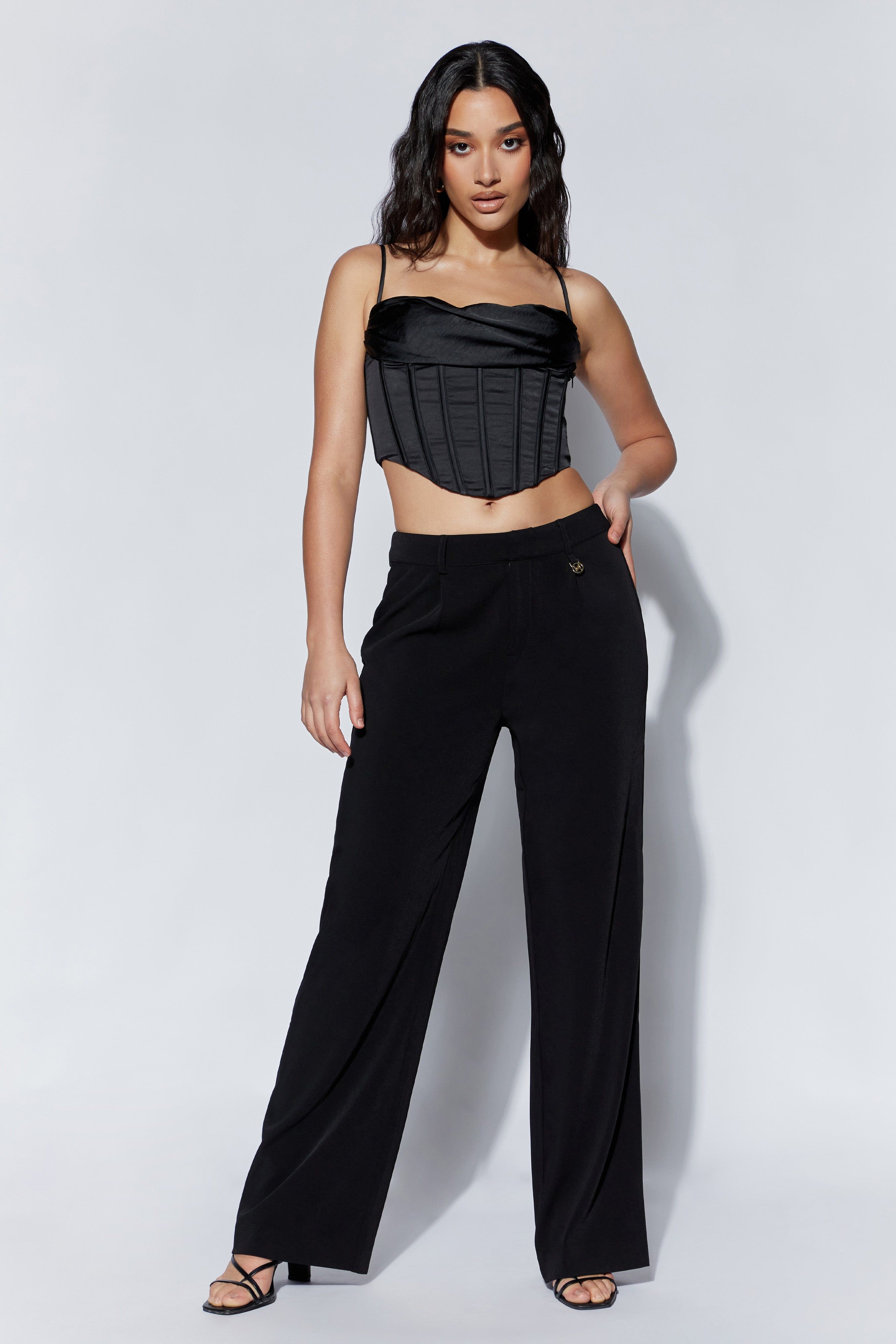 Minu Mid Rise Wide Leg Pant - Black sold by Meshki product image thumbnail 3