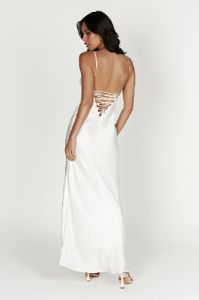 Cora Tie Back Maxi Slip Dress - White sold by Meshki