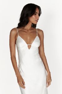 Cora Tie Back Maxi Slip Dress - White sold by Meshki