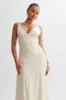 Kamala Low Back Satin Maxi Dress - Sand sold by Meshki