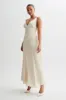 Kamala Low Back Satin Maxi Dress - Sand sold by Meshki