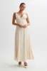 Kamala Low Back Satin Maxi Dress - Sand sold by Meshki